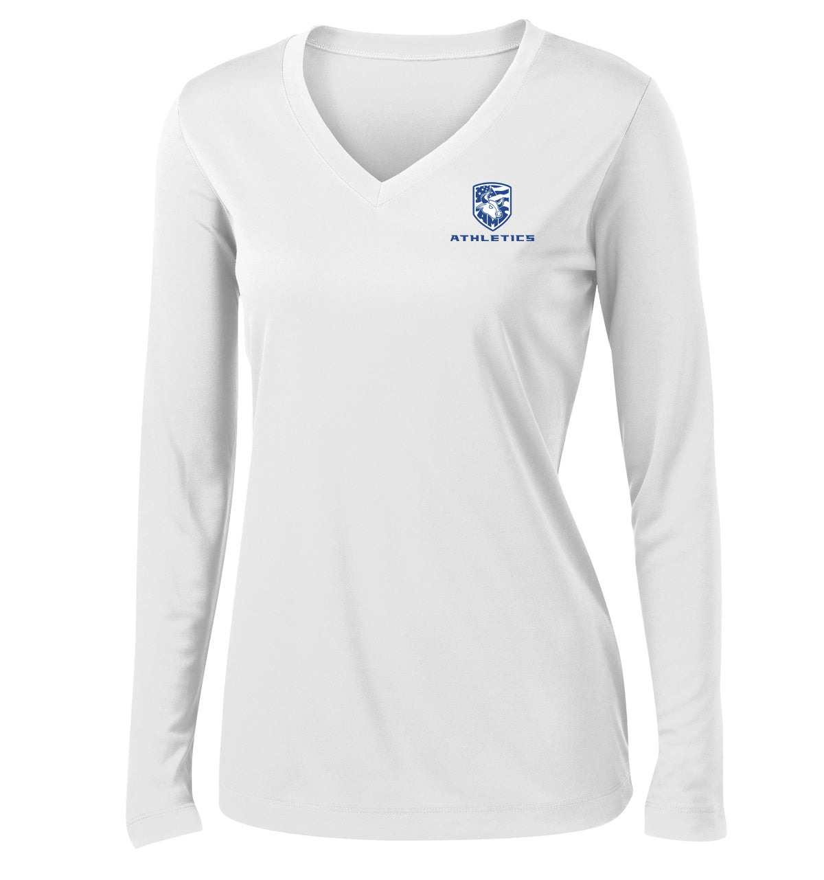 Accompsett Middle School Women's White Long Sleeve Performance Shirt