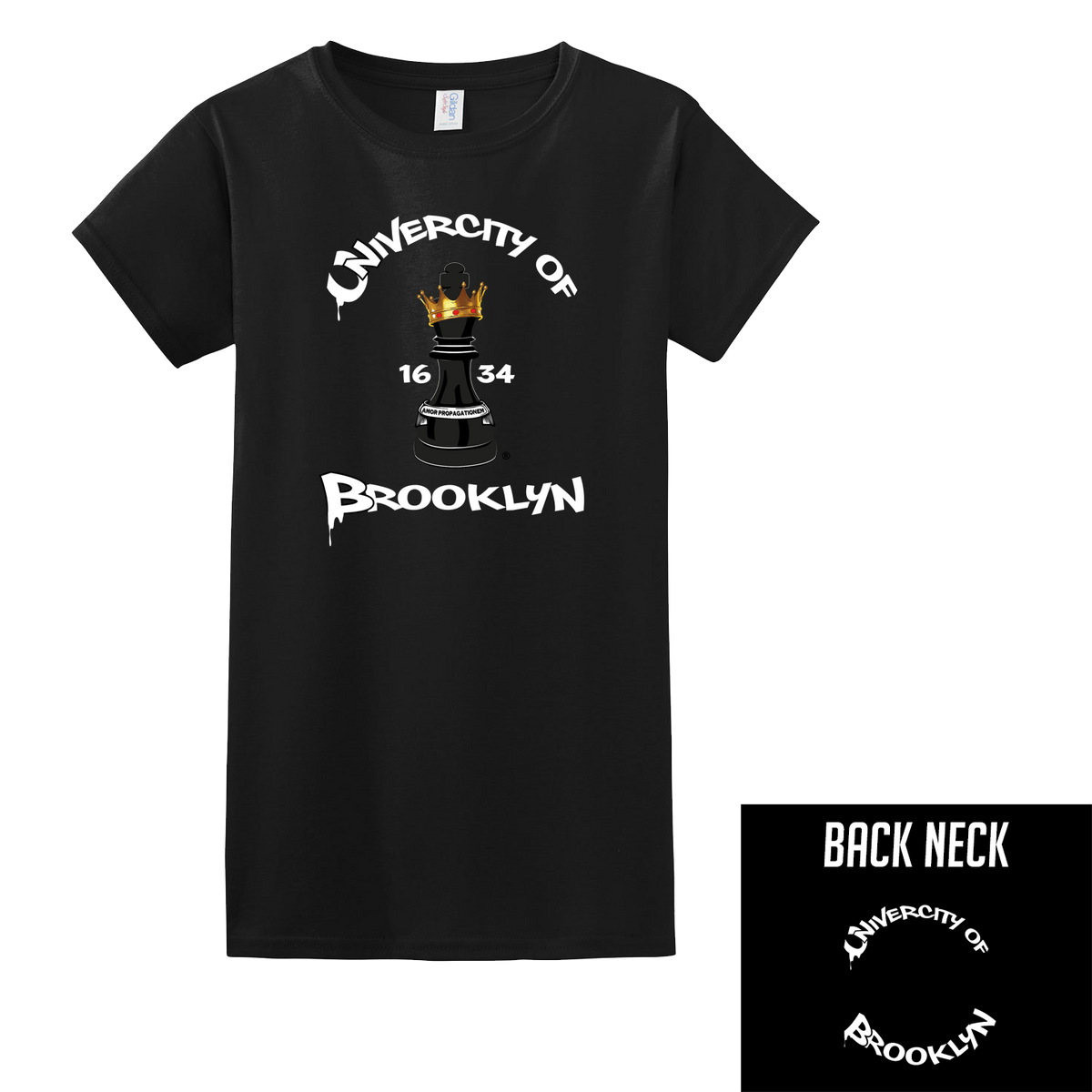 UniverCity of Brooklyn Brooklyn Style Softstyle Ladies T-Shirt - White Logo