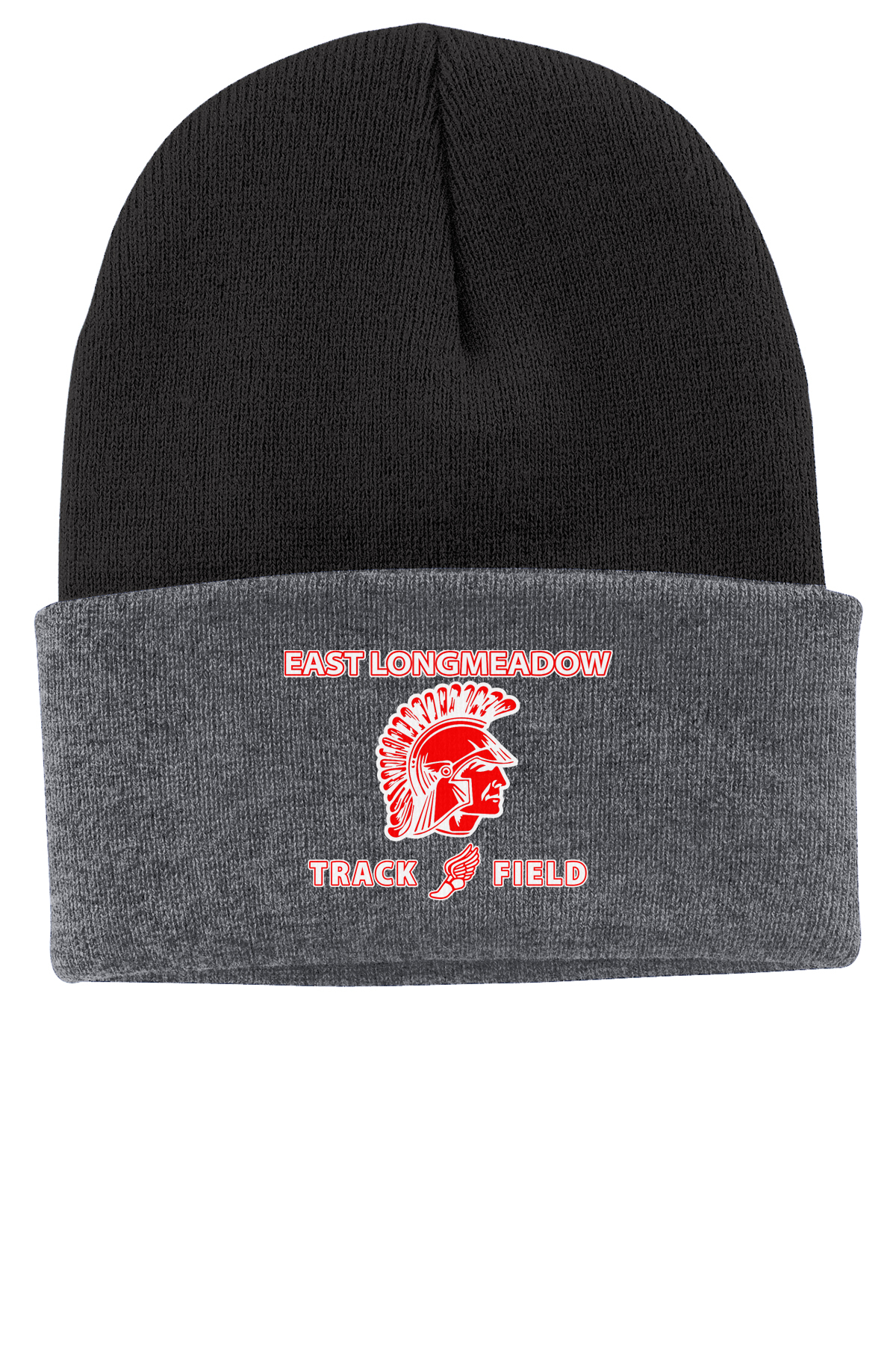 East Longmeadow Track and Field Black/Oxford Knit Beanie