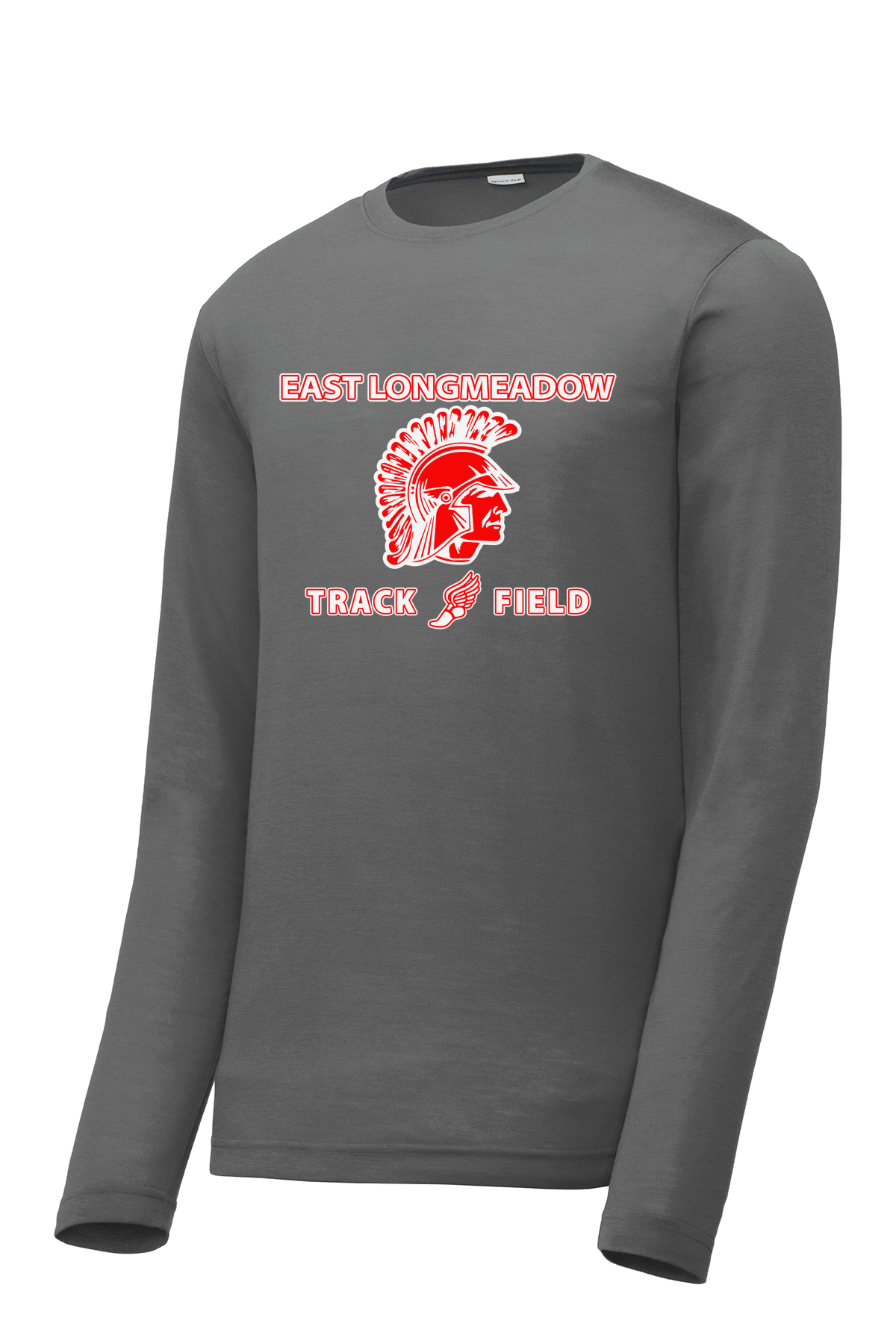 East Longmeadow Track and Field Smoke Grey Long Sleeve CottonTouch Performance Shirt