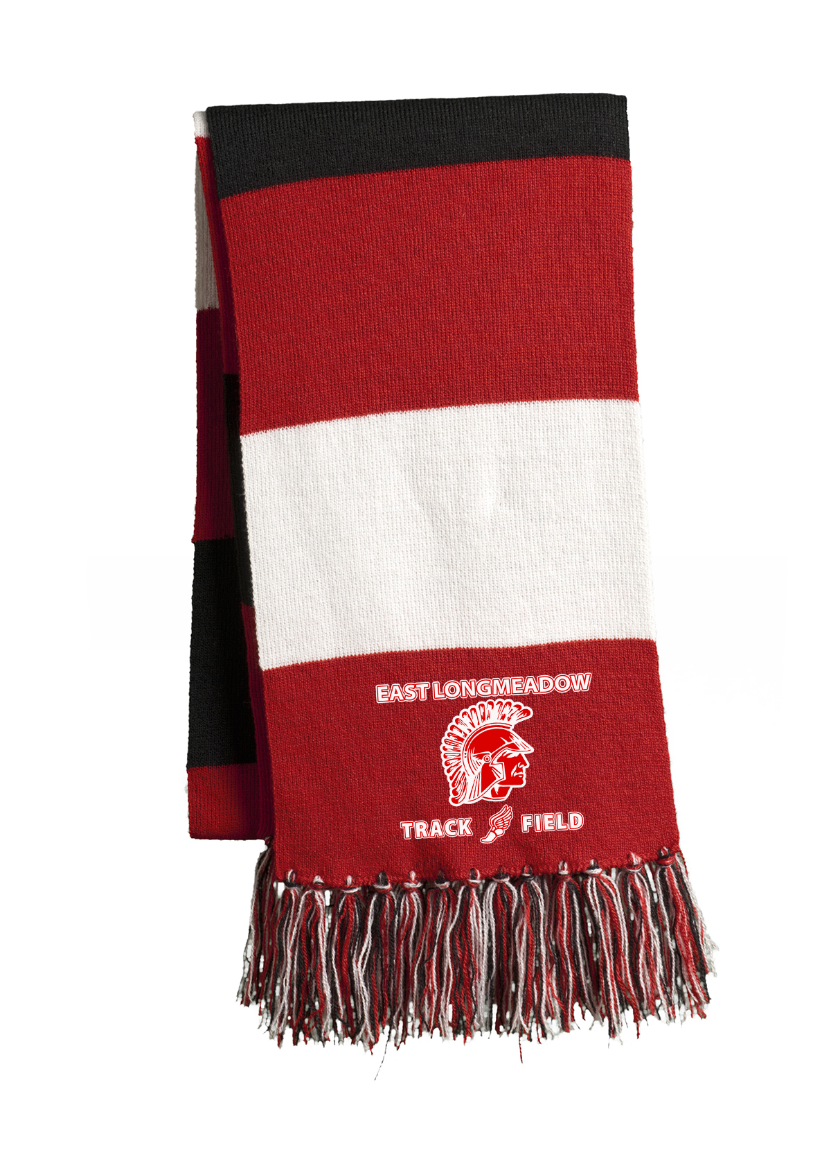 East Longmeadow Track and Field Red/Black/White Team Scarf