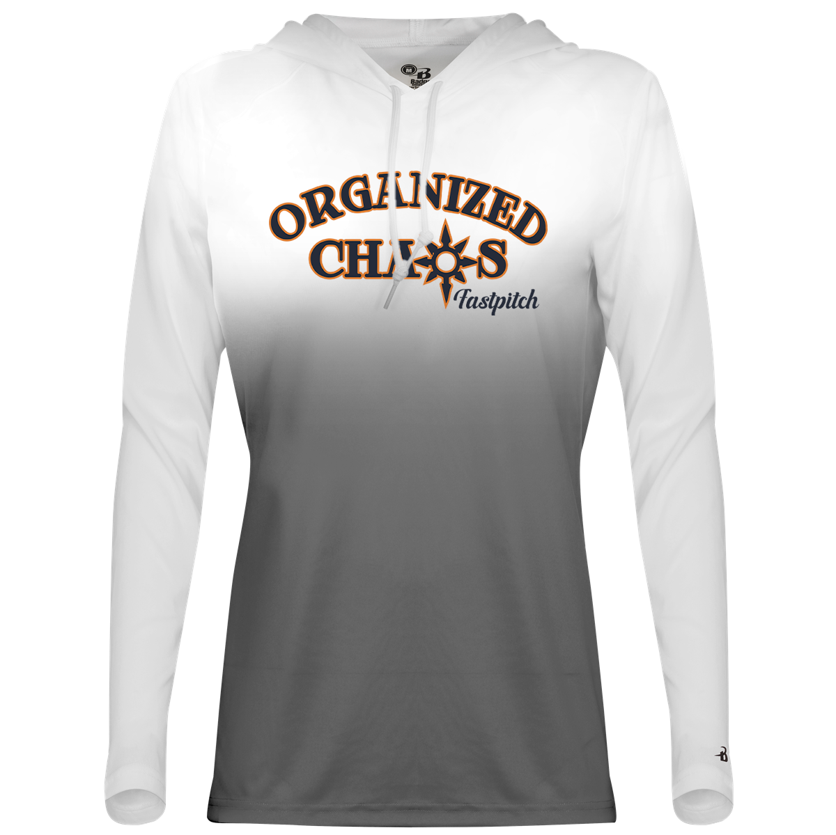 Organized Chaos Softball Ombre Womens Hooded Tee