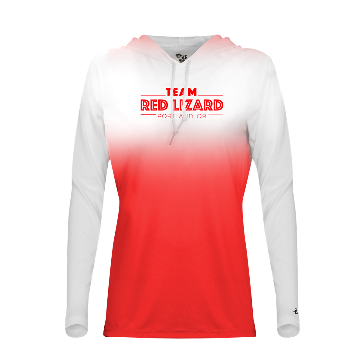 Team Red Lizard Ombre Womens Hooded Tee