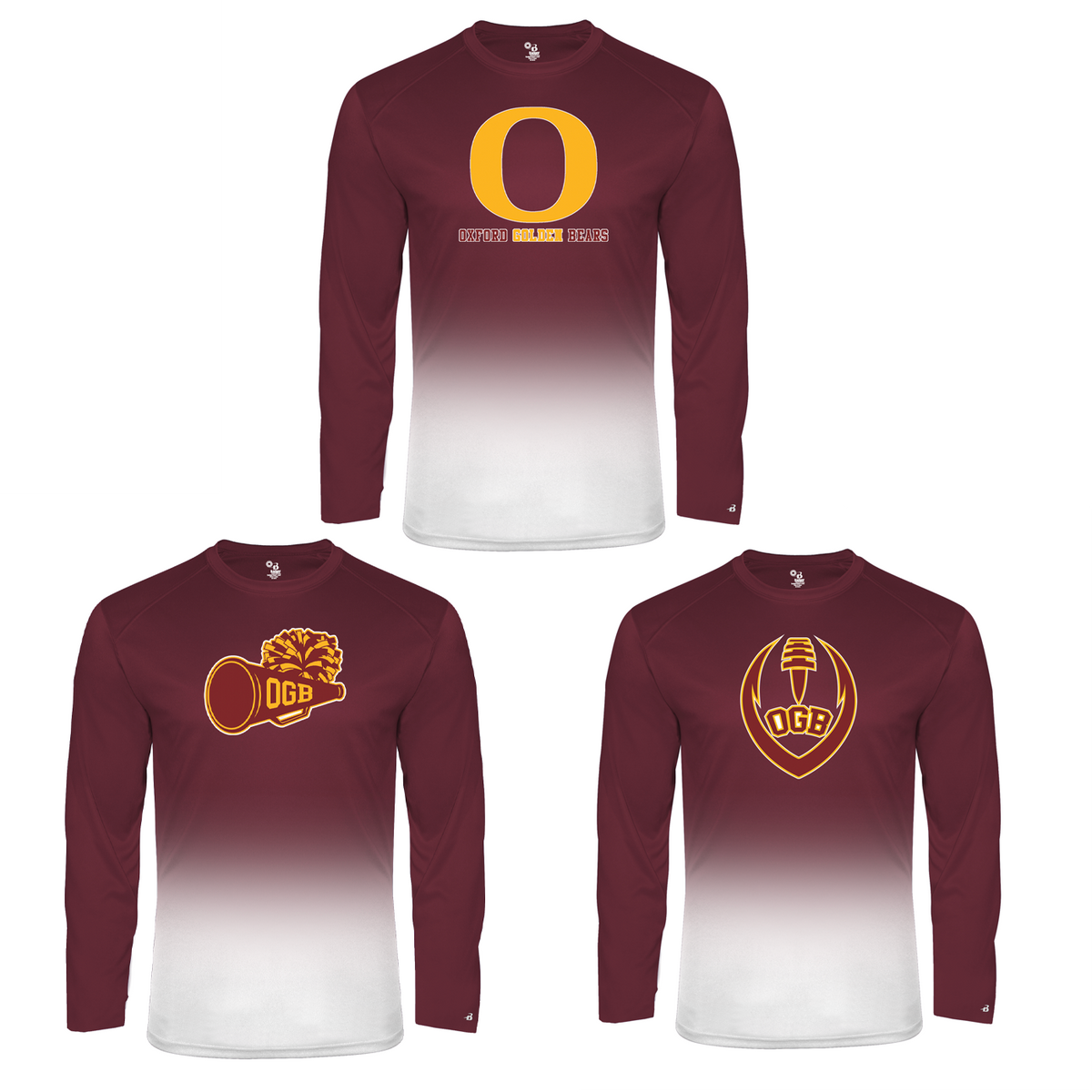 Oxford Golden Bears  Ombre Long Sleeve T-Shirt